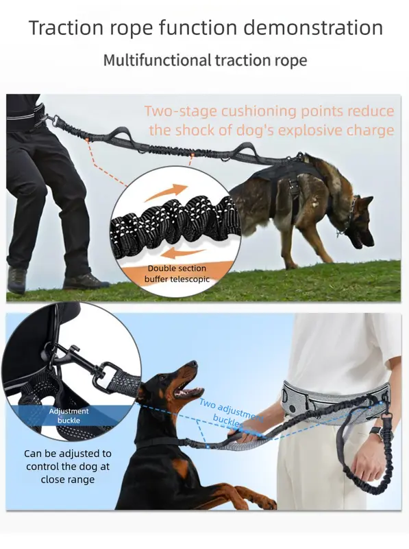 Grey Shock-Absorbing Running & Dog Walking Belt – Integrated Waist Pack with Retractable Traction Rope and Ergonomic Support Wholesale Hub