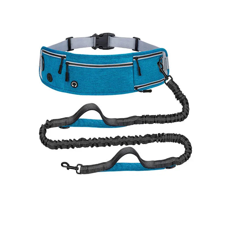 Blue Shock-Absorbing Running & Dog Walking Belt – Integrated Waist Pack with Retractable Traction Rope and Ergonomic Support Wholesale Hub