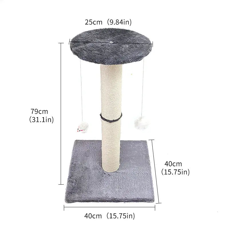 Grey Cat Climbing Frame with Sisal Scratching Post, Integrated Resting Platform and Hanging Pom-Pom Toys – Sturdy Floor Standing Cat Tree for Scratching, Climbing and Relaxation Wholesale Hub