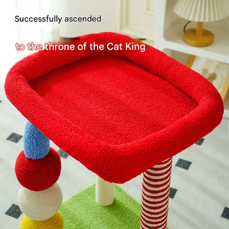 Colorful U-Shaped Cat Tree with Sisal Scratching Posts, Multi-Level Perch & Hanging Ball Toy - Compact Cat Climbing Frame for Small Spaces, Durable Fabric & Wood Construction for Kittens & Adult Cats Wholesale Hub