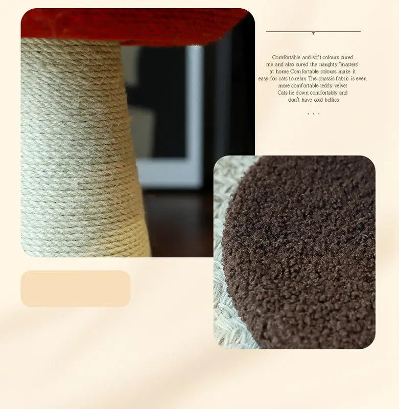 Red Mushroom Cat Tree with Sisal Scratching Post - Large Vertical Cat Climber, Durable Scratch-Resistant Design with Hanging Toys, Stylish Home Decor for Indoor Cats(500mm*350mm) Wholesale Hub