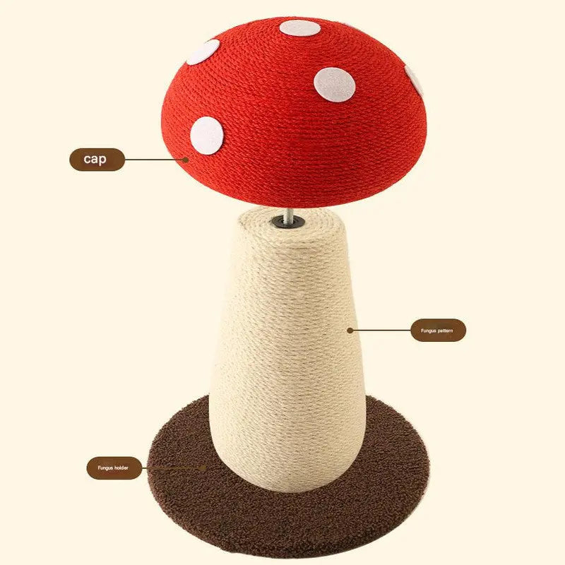 Brown Mushroom Cat Tree with Sisal Scratching Post - Large Vertical Cat Climber, Durable Scratch-Resistant Design with Hanging Toys, Stylish Home Decor for Indoor Cats(500mm*330mm) Wholesale Hub