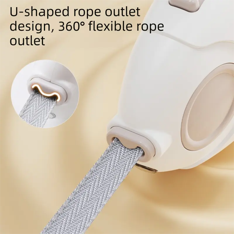 White Retractable Dog Leash with Luminous Rope 3M Anti-Tangle Automatic Extension Pet Walking Rope for Small to Medium Dogs Comfortable Grip and Lightweight Wrist Strap for Night Walks Wholesale Hub