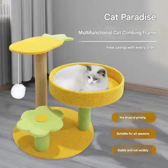 Pineapple Pineapple Cat Tree with Scratching Post & Cozy Perch - Multi-Level Cat Tower with Flower Platform and Hanging Ball for Indoor Cats Wholesale Hub