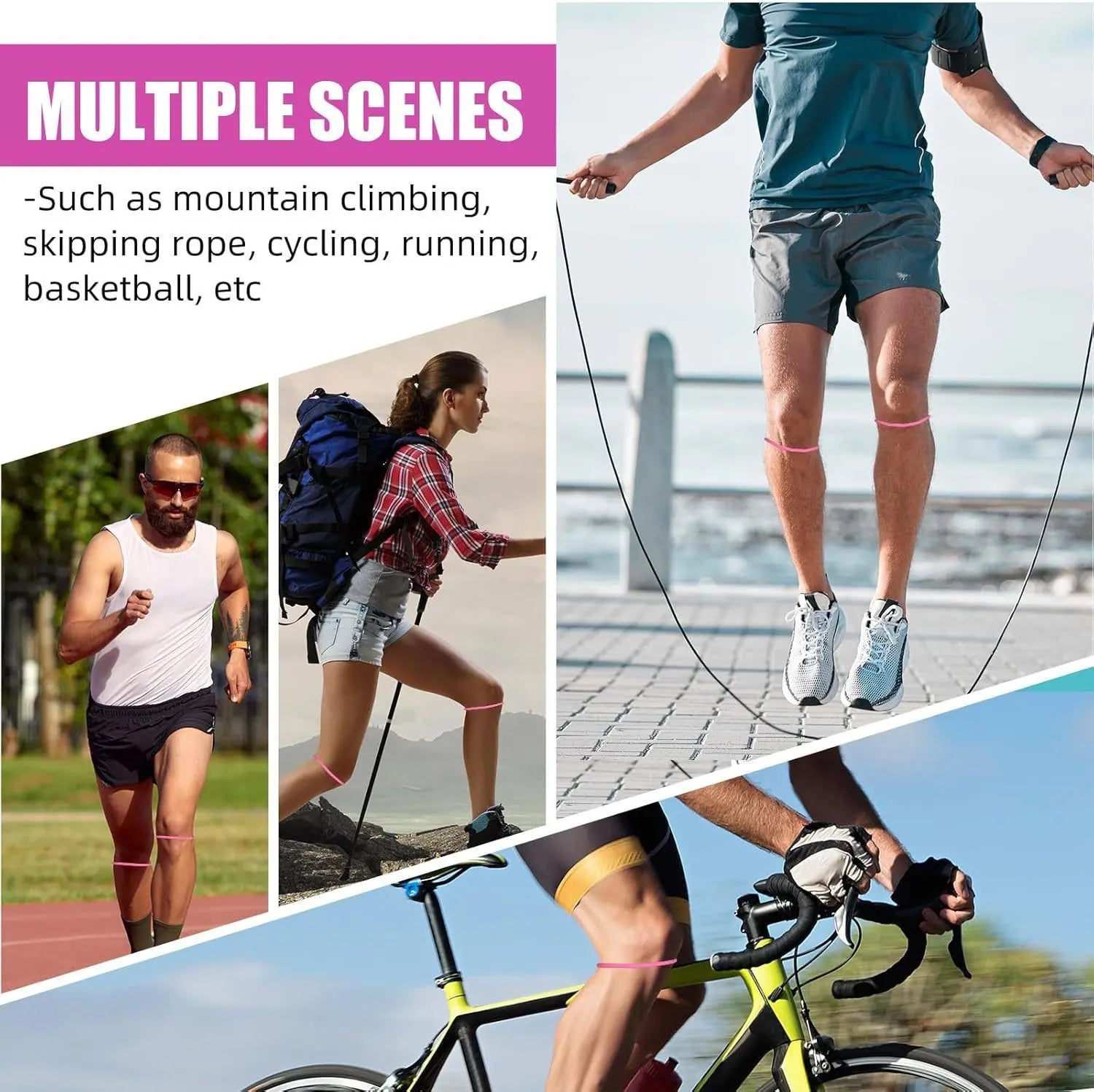5 Pairs White Patellar Tendon Silicone Stabilizer Knee Straps for Running and Basketball, Breathable Elastic Support Bands for Local Active Individuals Wholesale Hub