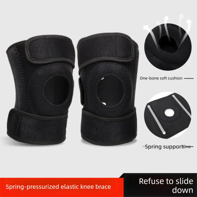 Black Upgraded Sport Knee Pads with Dual Spring Support and Shock Absorption for Basketball Cycling and Training Stabilizing Joint Compression for Local Athletes Wholesale Hub