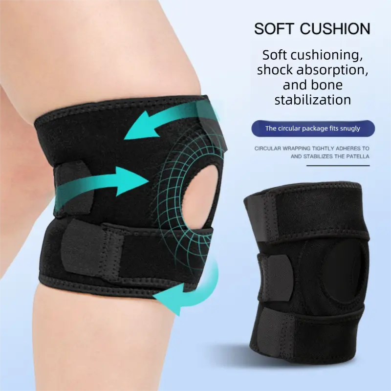 Black Upgraded Sport Knee Pads with Dual Spring Support and Shock Absorption for Basketball Cycling and Training Stabilizing Joint Compression for Local Athletes Wholesale Hub