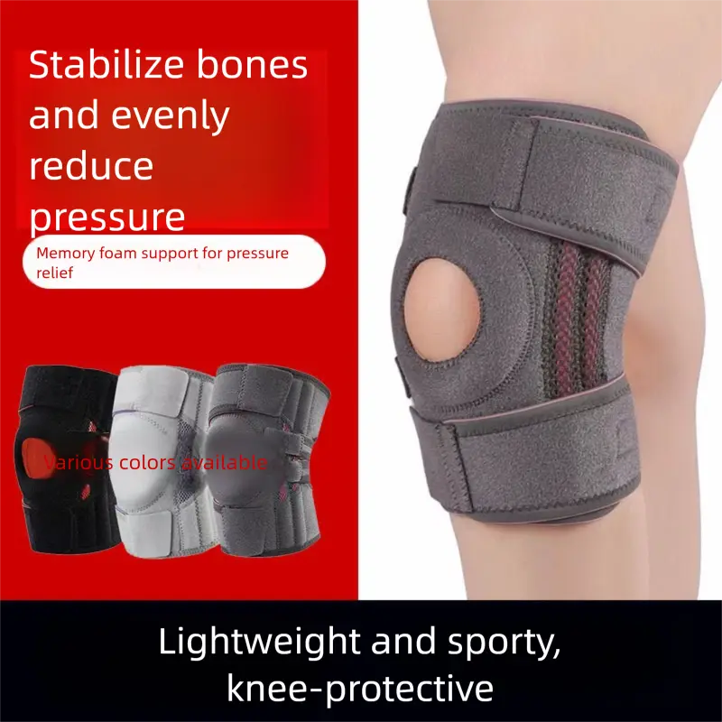 Grayish pink Adjustable Open Patella Knee Brace with Spring Support and Compression Straps for Basketball Squats and Running Joint Protection for Local Athletes Wholesale Hub