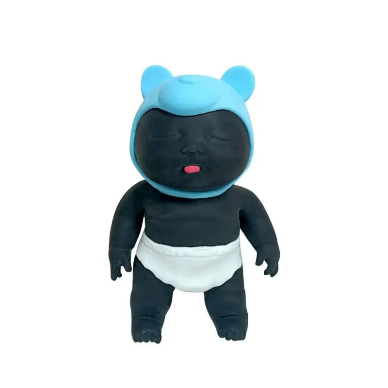 Black 26CM Large Squeeze Ugly Doll Stress Relief Toy Slow Rebound TPR Sand-Filled Squishy Figure for Local Home Pretend Play and Anxiety Reduction(Blue cap and white trousers) Wholesale Hub