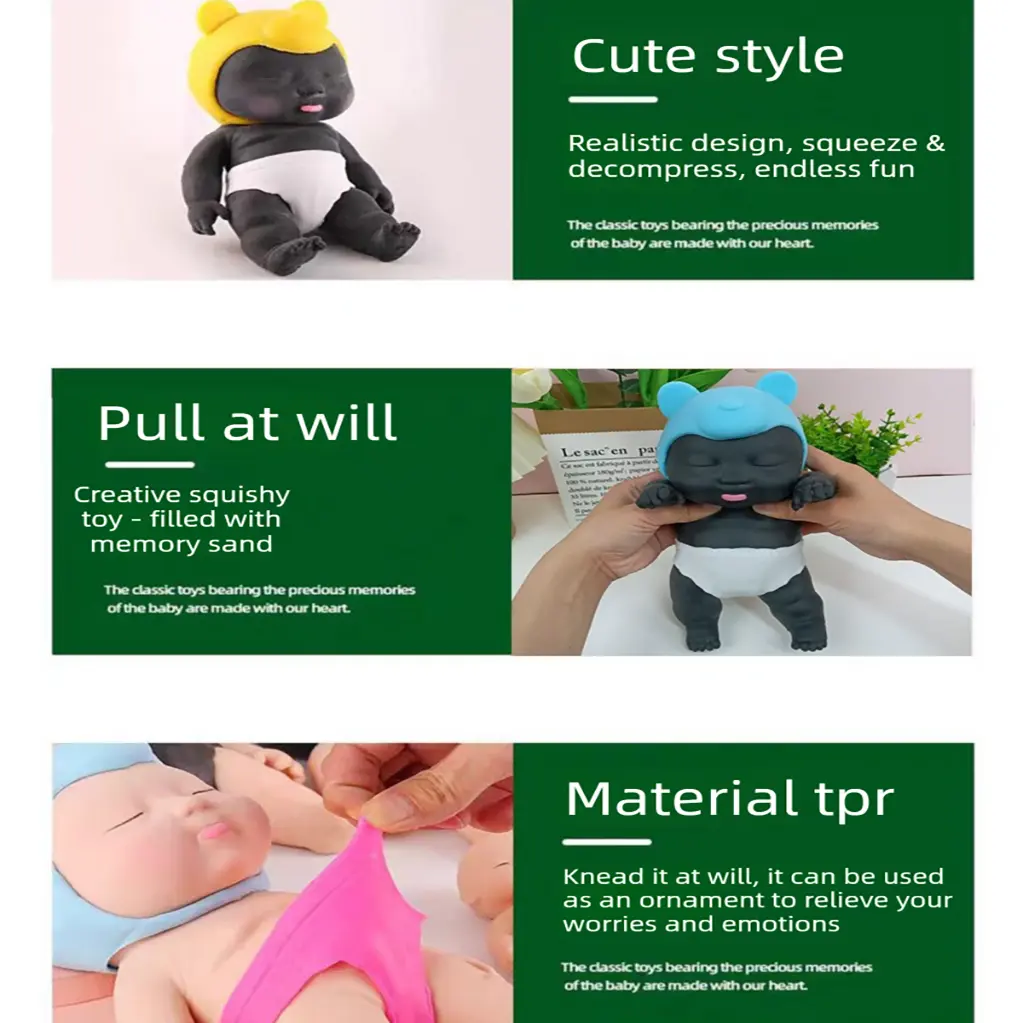 Black 26CM Large Squeeze Ugly Doll Stress Relief Toy Slow Rebound TPR Sand-Filled Squishy Figure for Local Home Pretend Play and Anxiety Reduction(Blue cap and white trousers) Wholesale Hub