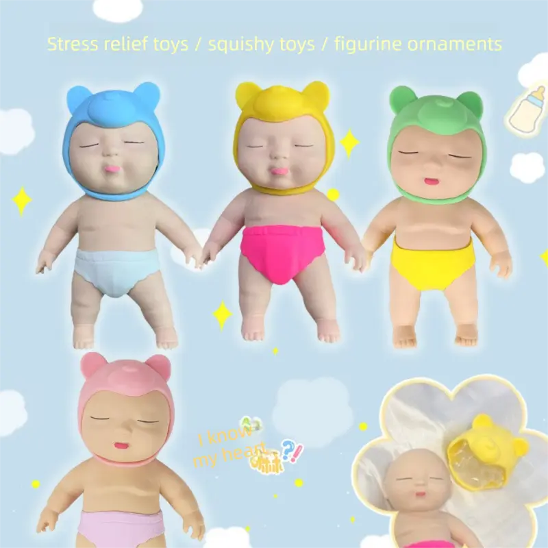 Black 26CM Large Squeeze Ugly Doll Stress Relief Toy Slow Rebound TPR Sand-Filled Squishy Figure for Local Home Pretend Play and Anxiety Reduction(Yellow hat and red trousers) Wholesale Hub