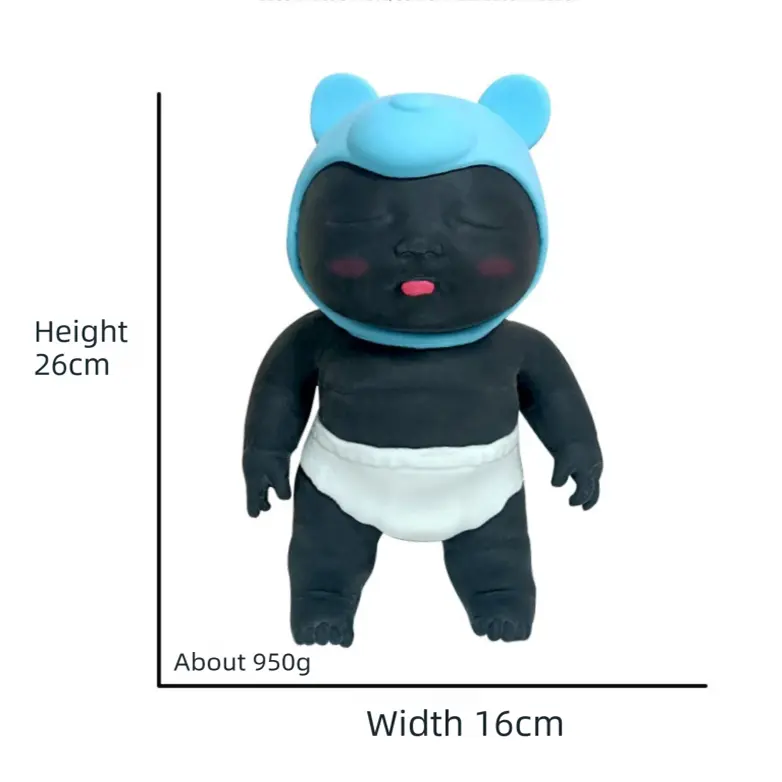 Black 26CM Large Squeeze Ugly Doll Stress Relief Toy Slow Rebound TPR Sand-Filled Squishy Figure for Local Home Pretend Play and Anxiety Reduction(Yellow hat and red trousers) Wholesale Hub