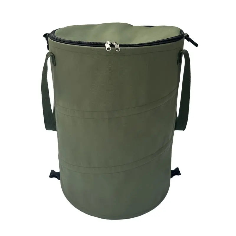 Army green Foldable Camping Trash Can with Lid - Large Capacity Heavy Duty Pop Up Rubbish Bin - Portable Storage Bag for Caravan, Picnic, Gardening and Outdoor Adventures - Space Saving Design(Size: M) Wholesale Hub