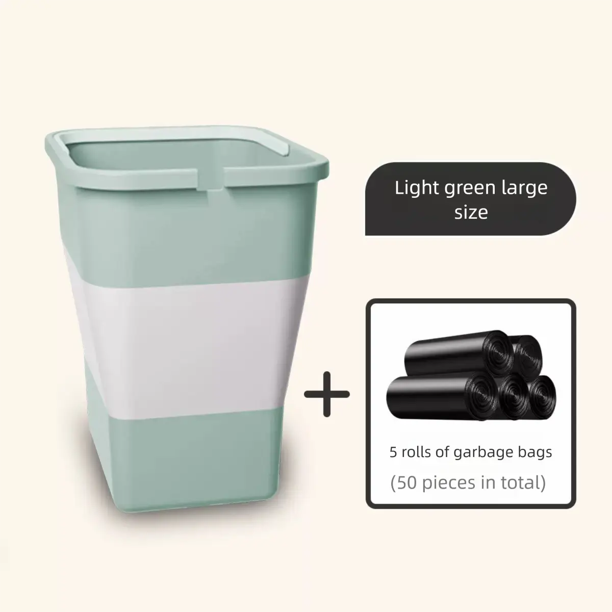 Light green Foldable Car Trash Can and Multi-Functional Storage Bin - Includes 5 Rolls of Bags - Leak-Proof Waterproof Design for Road Trips, Camping and Daily Commuting - Space Saving Portable Organiser(large) Wholesale Hub