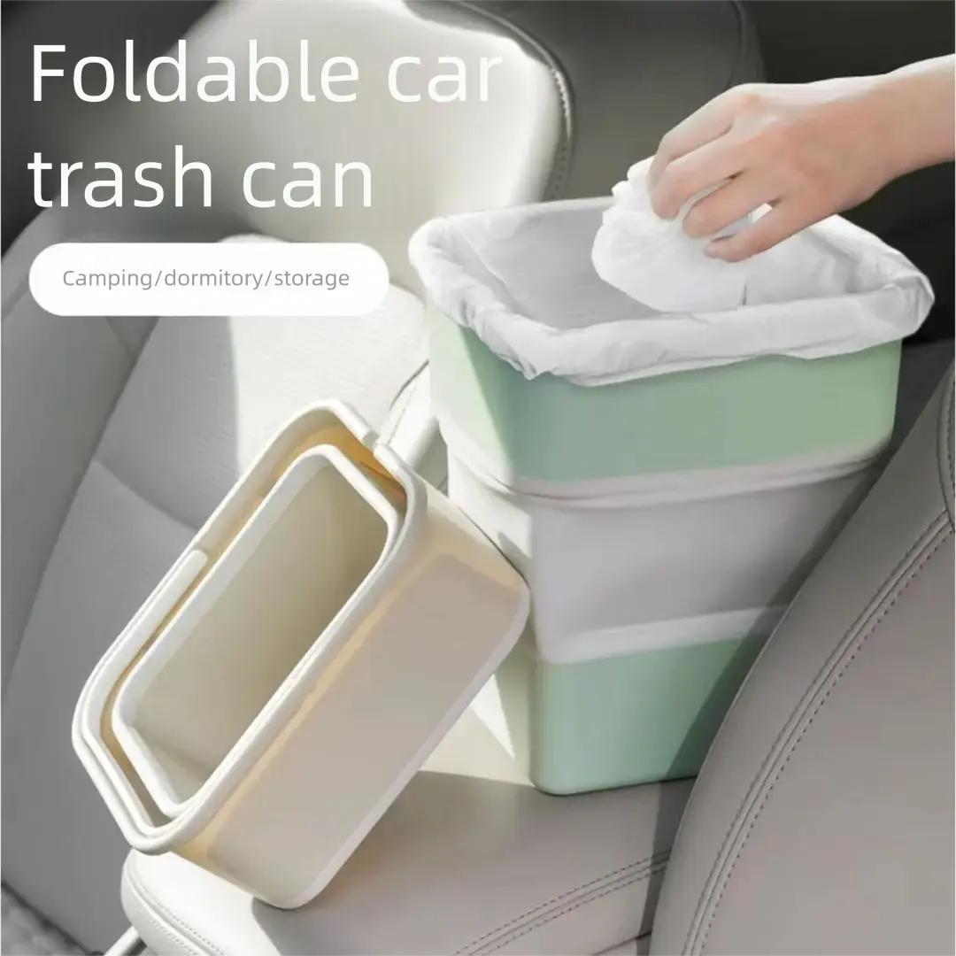 Light green Foldable Car Trash Can and Multi-Functional Storage Bin - Includes 5 Rolls of Bags - Leak-Proof Waterproof Design for Road Trips, Camping and Daily Commuting - Space Saving Portable Organiser(large) Wholesale Hub