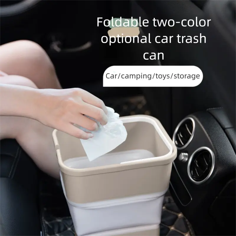 Light green Foldable Car Trash Can and Multi-Functional Storage Bin - Includes 5 Rolls of Bags - Leak-Proof Waterproof Design for Road Trips, Camping and Daily Commuting - Space Saving Portable Organiser(large) Wholesale Hub