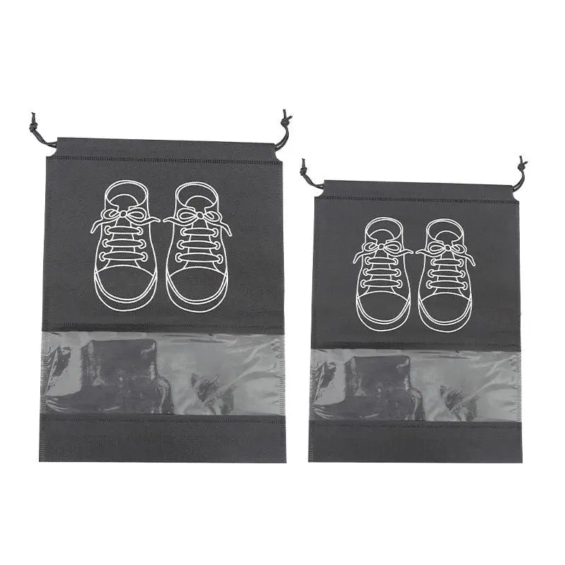 50-Pack Shoe Storage Bags - 25 Medium and 25 Large - Non-Woven Dust-Proof Travel Organiser with Transparent Window, Drawstring Closure for Business Trips, Home Wardrobe and Daily Storage Wholesale Hub