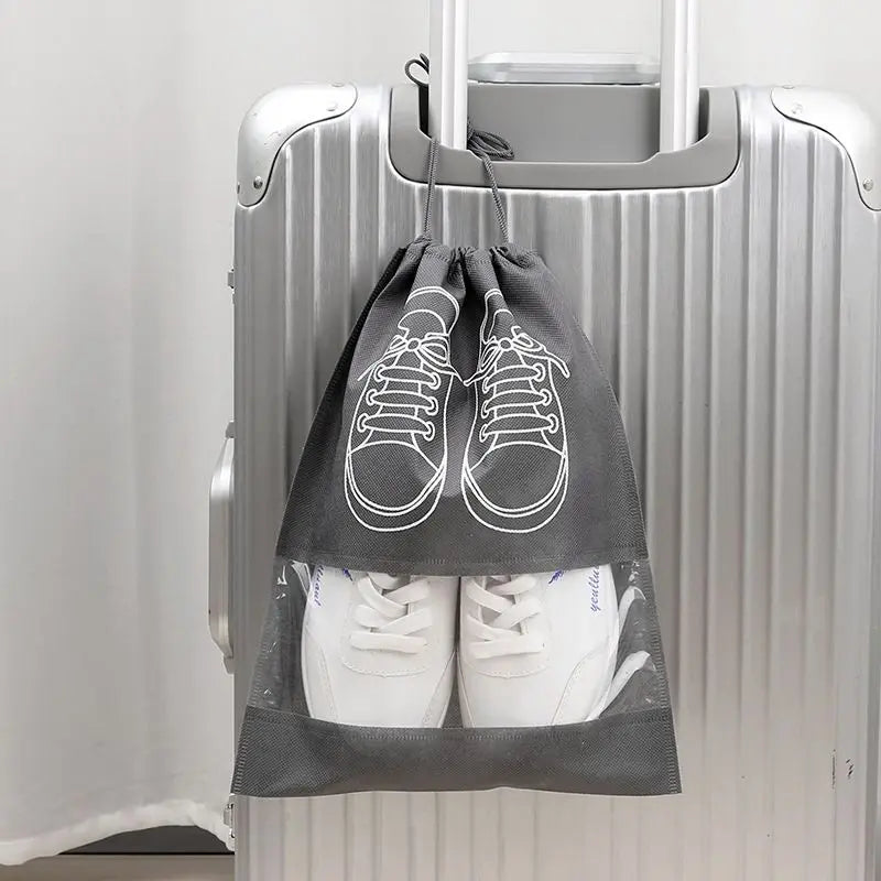50-Pack Shoe Storage Bags - 25 Medium and 25 Large - Non-Woven Dust-Proof Travel Organiser with Transparent Window, Drawstring Closure for Business Trips, Home Wardrobe and Daily Storage Wholesale Hub