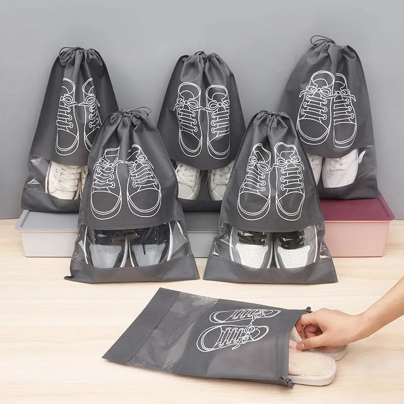 50-Pack Shoe Storage Bags - 25 Medium and 25 Large - Non-Woven Dust-Proof Travel Organiser with Transparent Window, Drawstring Closure for Business Trips, Home Wardrobe and Daily Storage Wholesale Hub