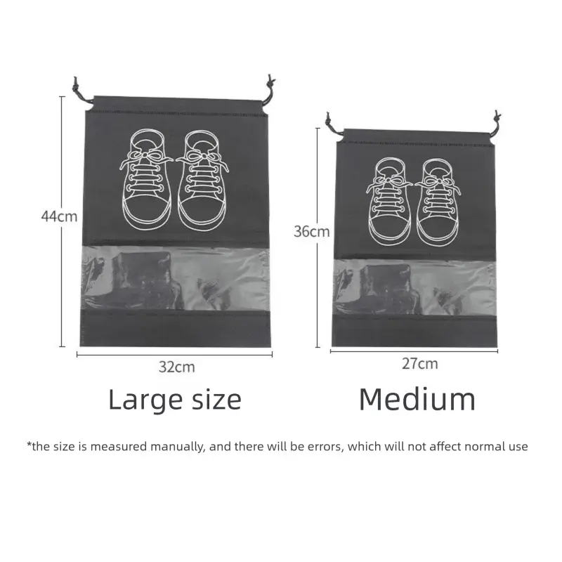 50-Pack Shoe Storage Bags - 25 Medium and 25 Large - Non-Woven Dust-Proof Travel Organiser with Transparent Window, Drawstring Closure for Business Trips, Home Wardrobe and Daily Storage Wholesale Hub