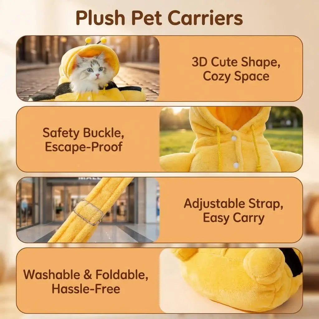 S Size Cute Bear Windproof Insulated Pet Shoulder Bag with Security Buckle - Soft Reversible Flannel Tote for Small Dogs & Cats Up to 2KG Wholesale Hub