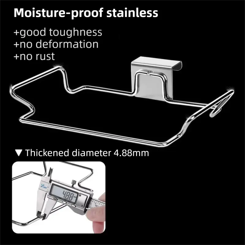 Stainless Steel Wall-Mounted Trash Bag Holder with Curved + V-Sharp Ear Hook - Heavy Duty Waste Bag Support for Home & Office Wholesale Hub