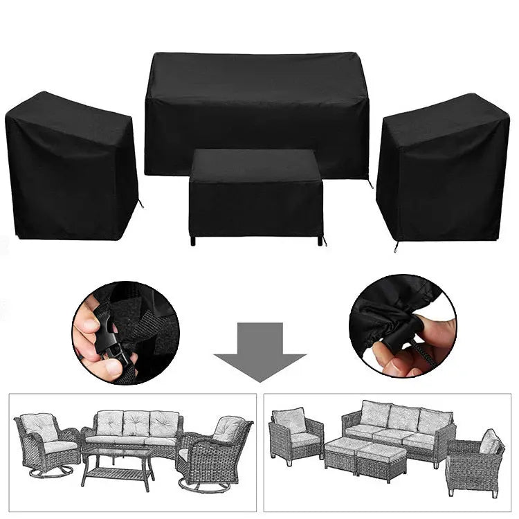 4PCS Large Outdoor Dustproof Furniture Cover Set with Zippered Bag (M Size) - Waterproof and UV-Resistant Garden Sofa, Desk & Chair Protectors Wholesale Hub
