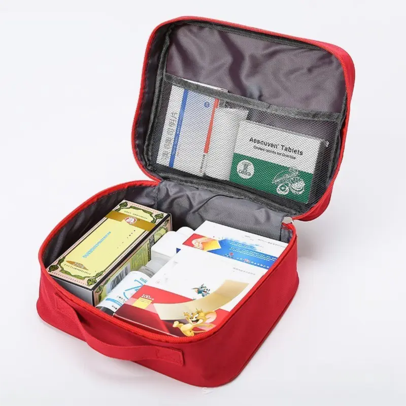 Grey Large Capacity Empty First Aid Kit 25 x 14 x 20 CM - Durable Oxford Cloth Emergency Medical Storage Bag for Home Car Camping Travel Wholesale Hub