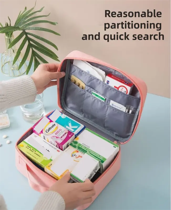 Grey Large Capacity Empty First Aid Kit 25 x 14 x 20 CM - Durable Oxford Cloth Emergency Medical Storage Bag for Home Car Camping Travel Wholesale Hub