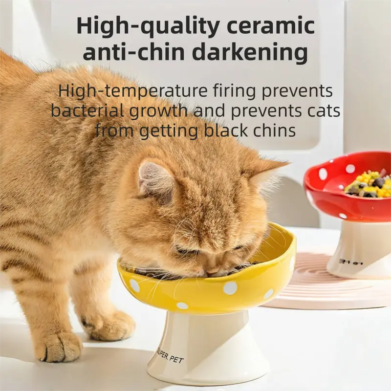 Black Elevated 15° Tilted Ceramic Cat Bowl - Anti-Chin Acne Glaze Finish, Non-Slip Weighted Base & Neck Protection Pet Feeder Wholesale Hub