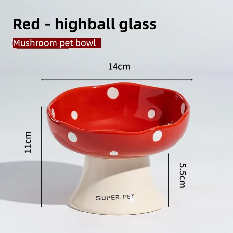 Red and Black Elevated 15° Tilted Ceramic Cat Bowl - Anti-Chin Acne Glaze Finish, Non-Slip Weighted Base & Neck Protection Pet Feeder Wholesale Hub