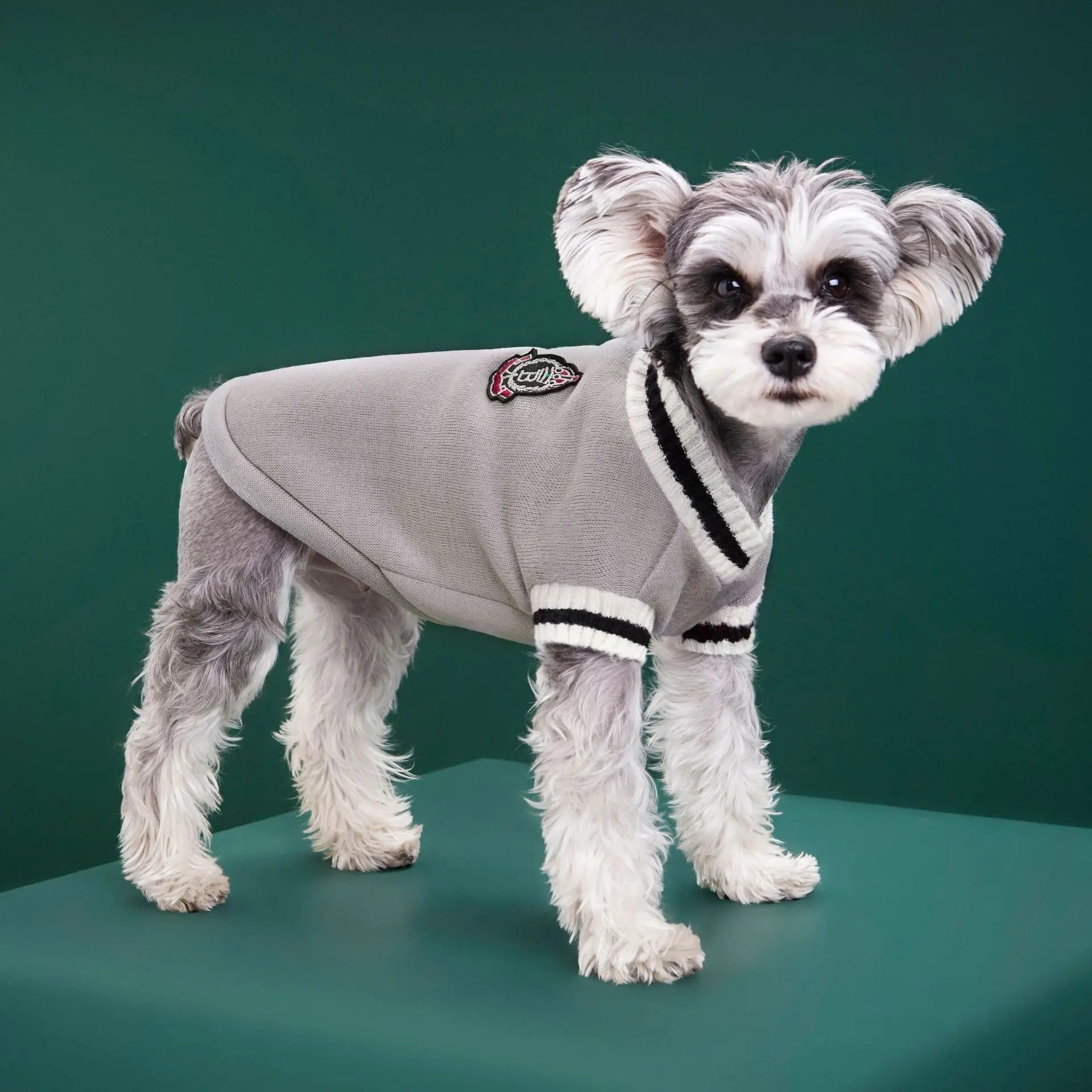 4-Pack XL Size Preppy Style V-Neck Knitted Cotton Pet Sweater - Hair-Resistant & Breathable, Classic Fleece-Lined Pullover for Cats and Dogs(Green + Red + Khaki + Grey) Wholesale Hub