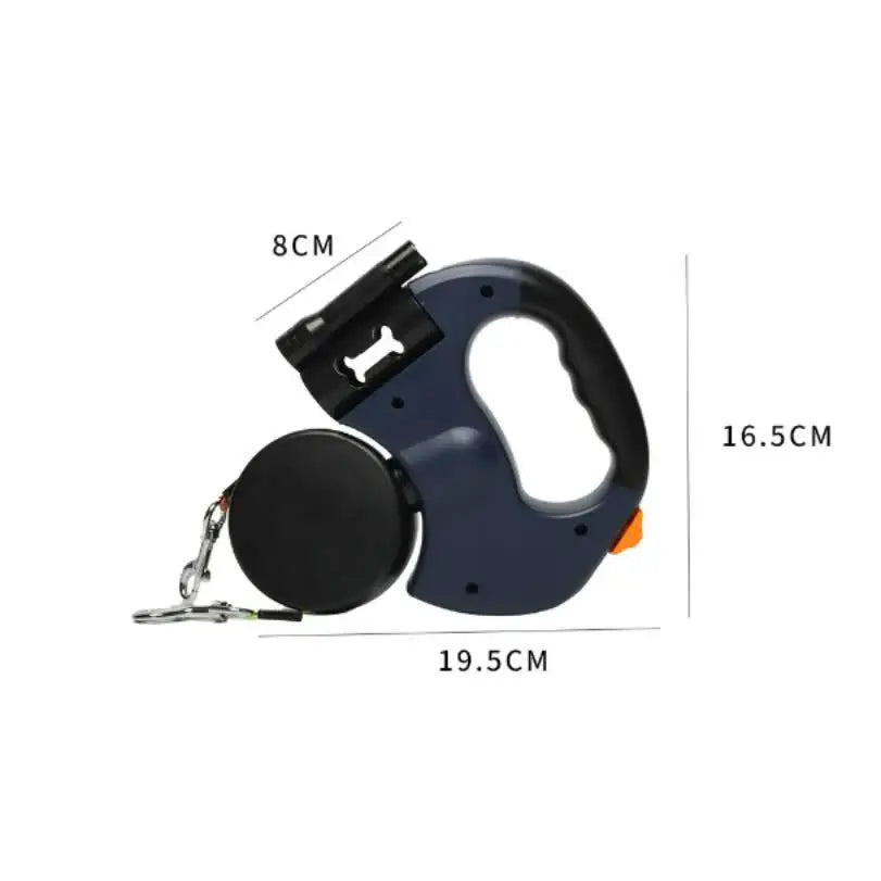 Blue One-to-Two Retractable Dog Leash with One-Click Safety Lock & Night Light - 3M Tangle-Free 360° Rotation Walking Leash Wholesale Hub