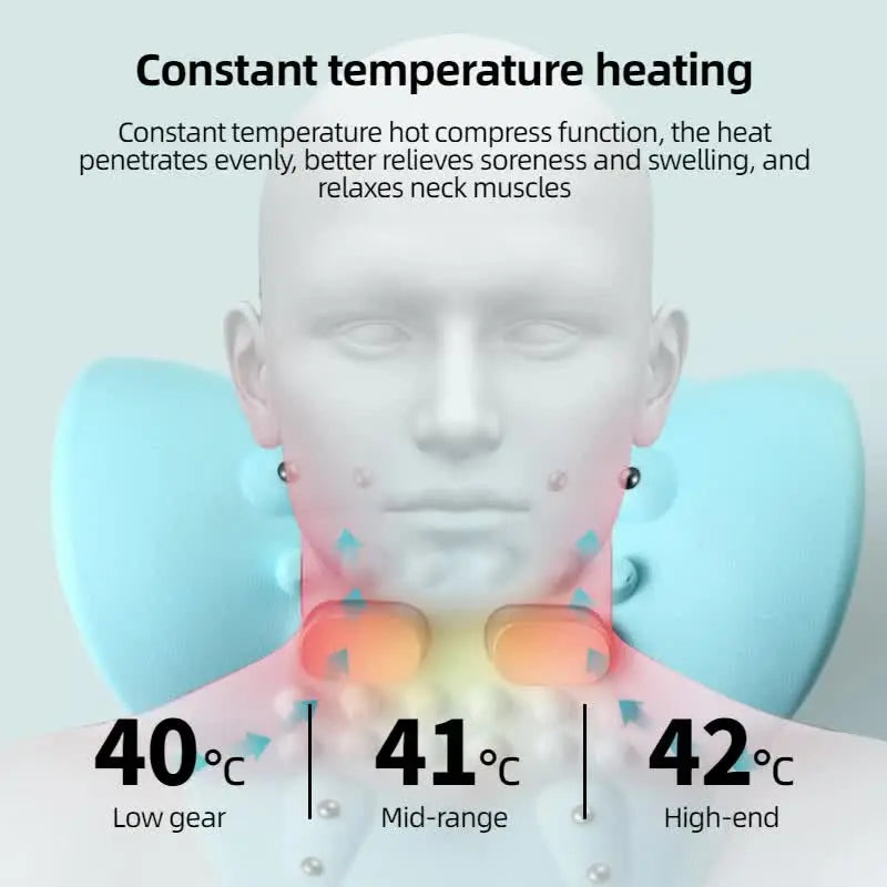 Intelligent Cervical Traction Pillow with Heat Compression & Magnetic Therapy - Red Light Therapy & EMS Pulse Dual-Angle Neck Massager Wholesale Hub