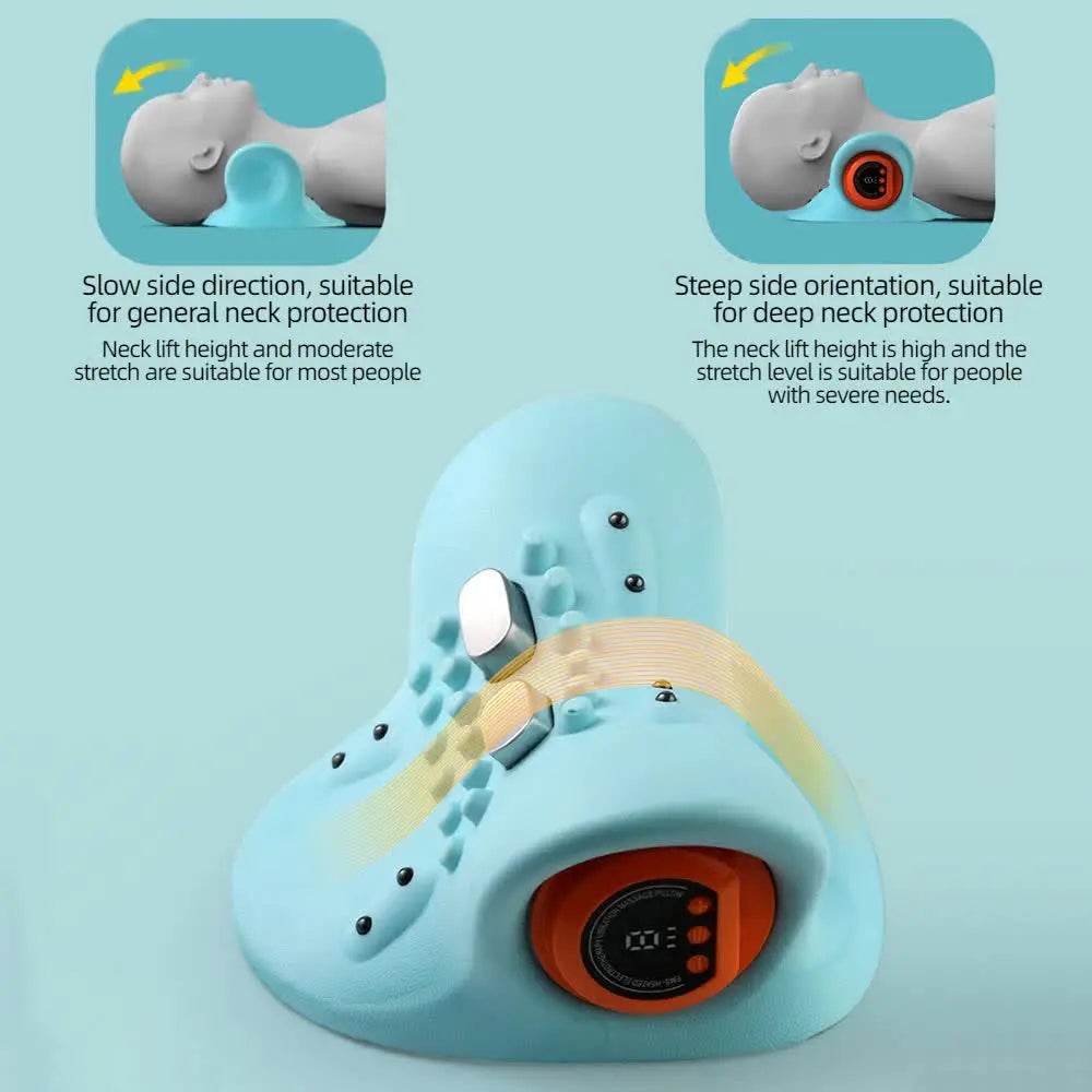 Intelligent Cervical Traction Pillow with Heat Compression & Magnetic Therapy - Red Light Therapy & EMS Pulse Dual-Angle Neck Massager Wholesale Hub