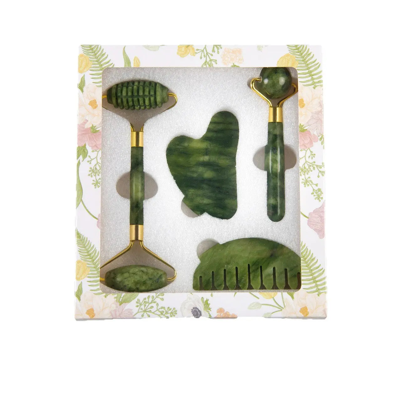 4-in-1 Natural Xiuyan Jade Facial Roller and Gua Sha Set for Face and Body Massage Wholesale Hub