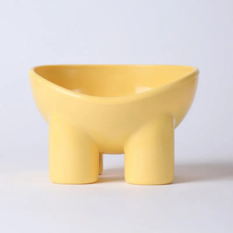2-Pack Macaron Yellow Elevated Pet Bowls with Anti-Tip 4-Leg Base - Ergonomic Tilted Neck Protection Cat Food & Water Bowls Wholesale Hub