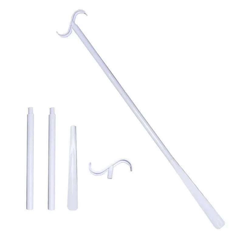 2-Pack White Portable Dressing Aid Stick & Long-Handled Shoe Horn (3-Section Detachable) - Adjustable 62cm-88cm Dressing Hook for Seniors & Limited Mobility Wholesale Hub