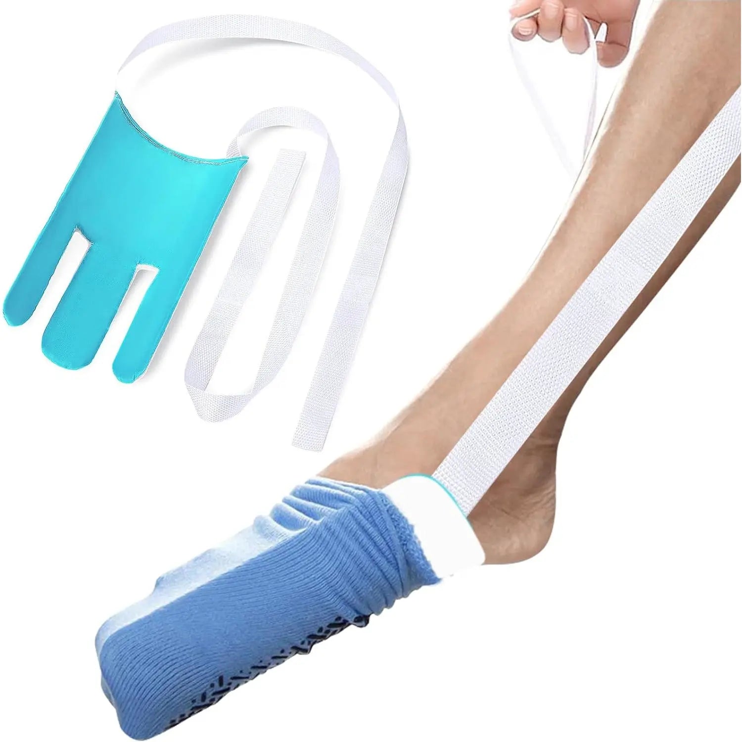 Independent Living Three-Finger Sock Aid with Long Cords- Easy-On Sock Mobility Aid for Seniors & Limited Mobility Wholesale Hub