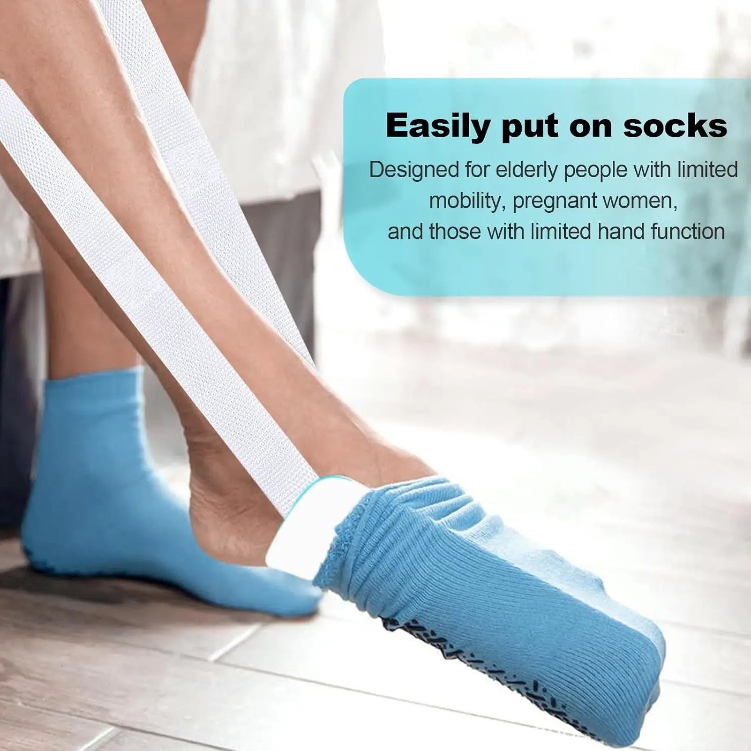 Independent Living Three-Finger Sock Aid with Long Cords- Easy-On Sock Mobility Aid for Seniors & Limited Mobility Wholesale Hub