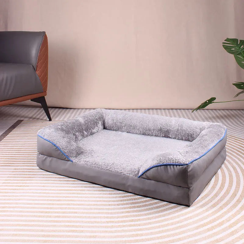 Grey Waterproof Egg-Crate Foam Therapeutic Pet Sofa Bed and Fleece Lounge (XL Size 110 x 82 x 17 CM) - Low Entry, High Bolster Support & Zipper Removable Cover Wholesale Hub