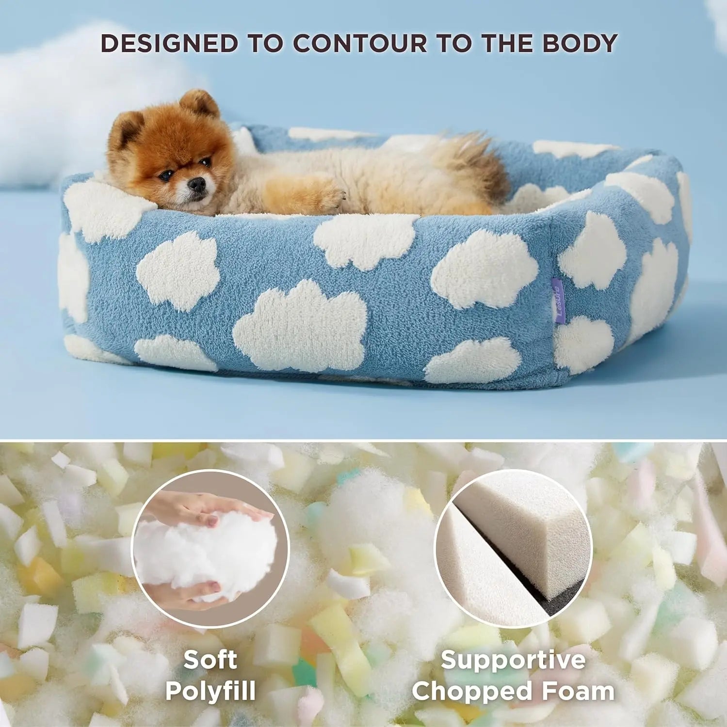 91x68x20 CM Cute Square Plush Pet Bed with Removable Cover & 5 Bolsters Support - Purple Plaid Machine Washable Calming Dog & Cat Sofa Wholesale Hub