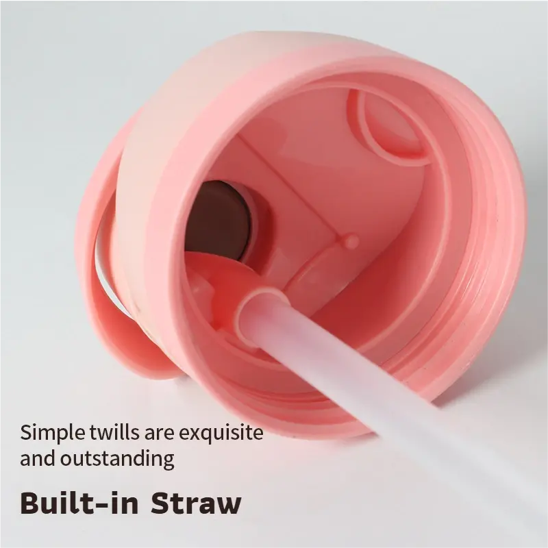 24oz Pink Large Thermal Water Bottle with Dual-Sipping Lid & Built-in Straw - Leak-Proof 304 Stainless Steel Outdoor Sports Flask Wholesale Hub