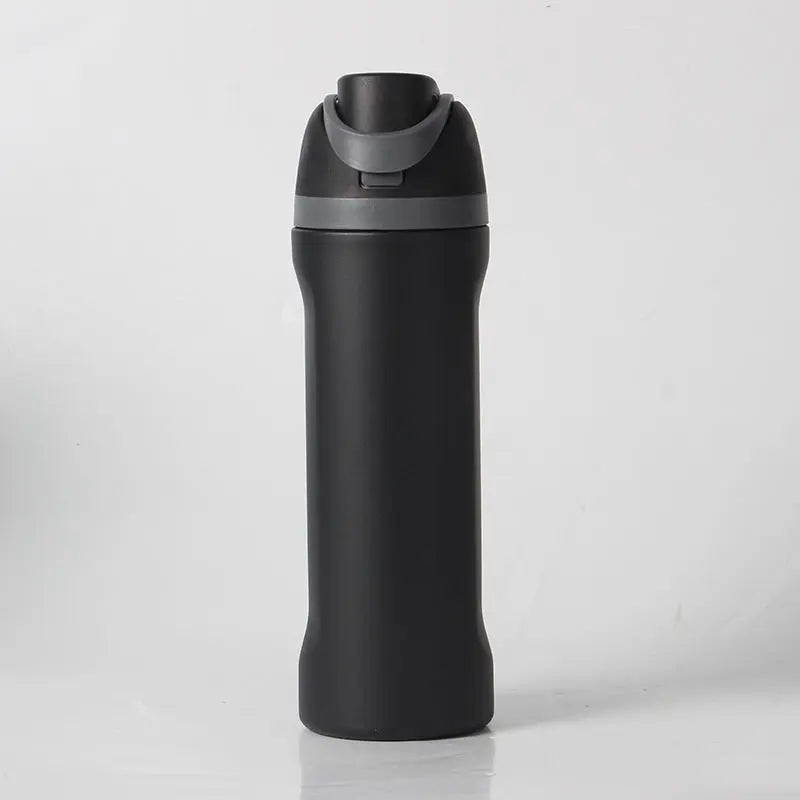 24oz Black Large Thermal Water Bottle with Dual-Sipping Lid & Built-in Straw - Leak-Proof 304 Stainless Steel Outdoor Sports Flask Wholesale Hub