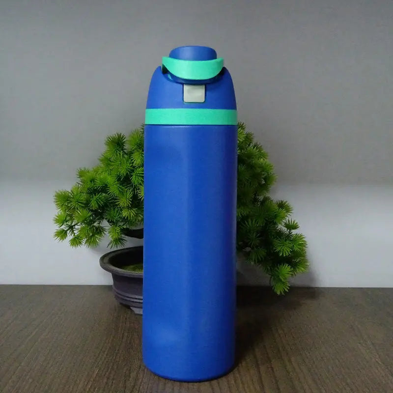 24oz Blue Large Thermal Water Bottle with Dual-Sipping Lid & Built-in Straw - Leak-Proof 304 Stainless Steel Outdoor Sports Flask Wholesale Hub
