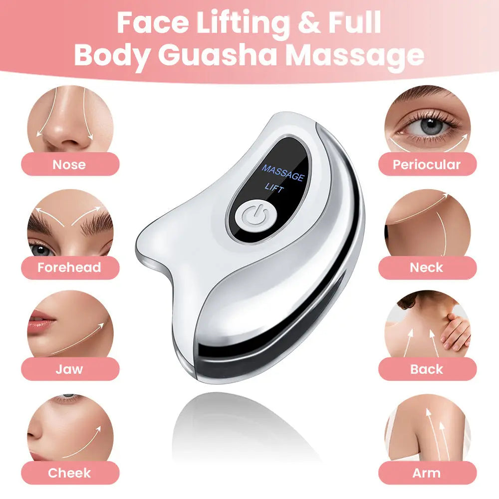 Portable Smart LCD Electric Gua Sha Face Massager - 45°C Constant Hot Compresss & Dual Mode Vibration Facial Lifting Beauty Device Wholesale Hub