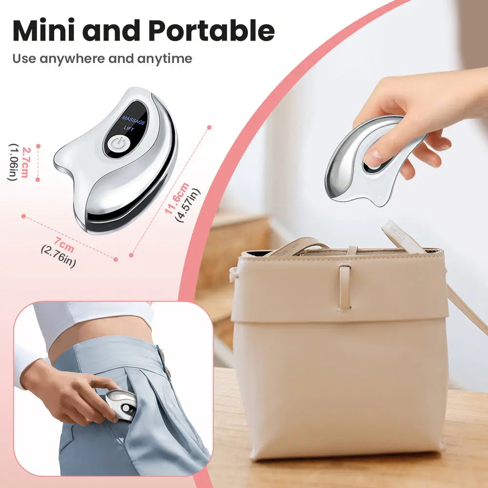 Portable Smart LCD Electric Gua Sha Face Massager - 45°C Constant Hot Compresss & Dual Mode Vibration Facial Lifting Beauty Device Wholesale Hub