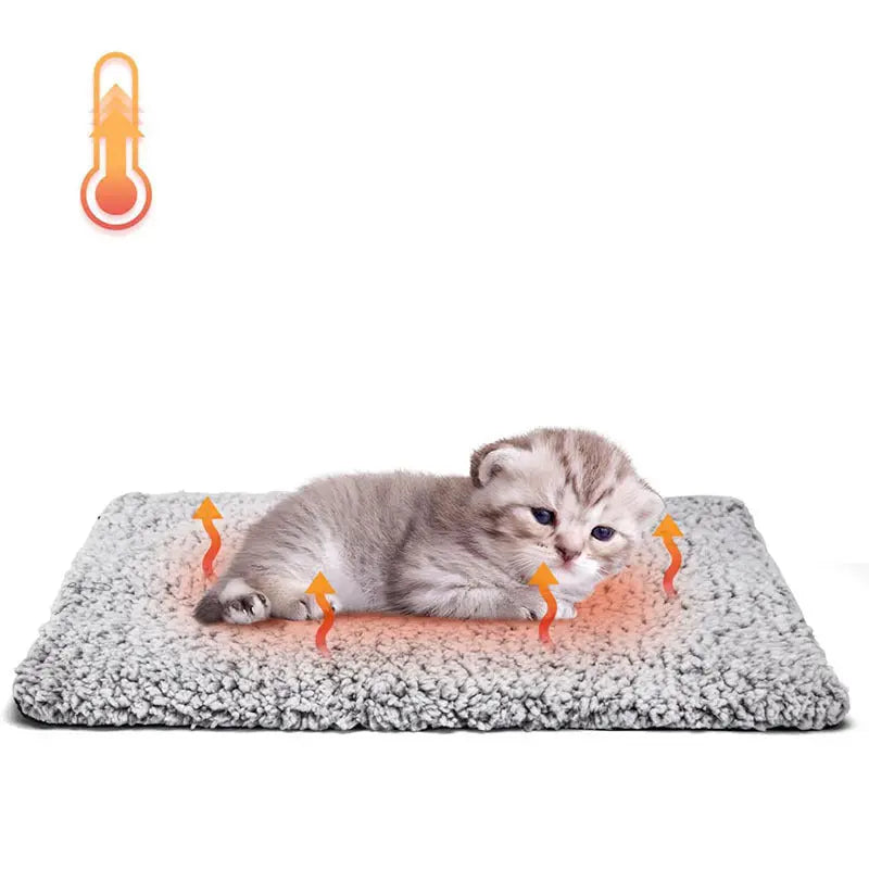 60 x 45 CM Self-Warming Thermal Pet Fluffy Mat with Machine Washable & Removable Zippered Cover - Waterproof Soft Cotton Fleece Bed for Dogs & Cats Wholesale Hub