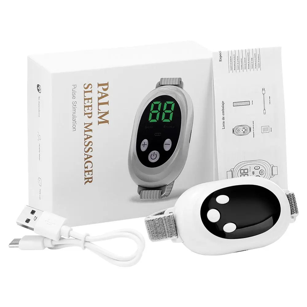 White Smart EMS Sleep Aid Device with Digital Display & 20 Intensity Levels - Wearable Dual Mode Physical Sleep Aid Instrument Wholesale Hub