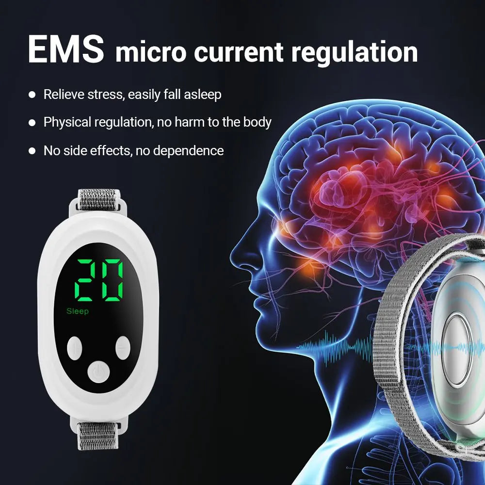 White Smart EMS Sleep Aid Device with Digital Display & 20 Intensity Levels - Wearable Dual Mode Physical Sleep Aid Instrument Wholesale Hub